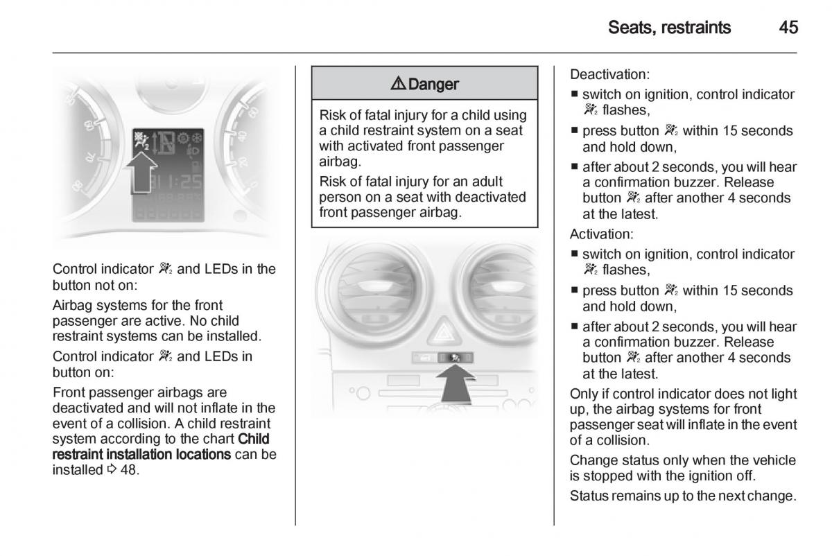 Opel Corsa D owners manual / page 47