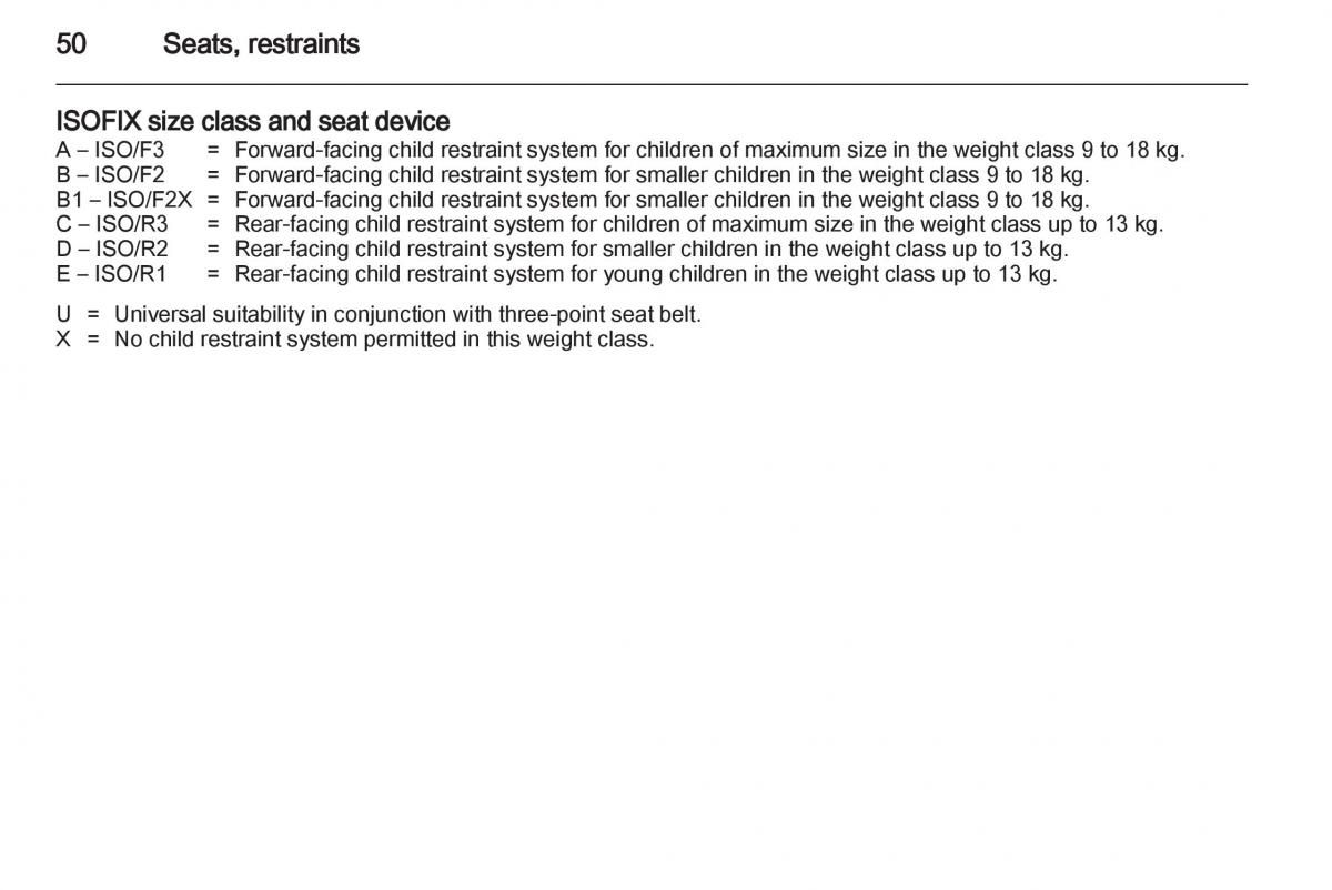 Opel Corsa D owners manual / page 52