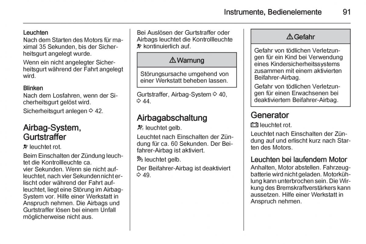 Opel Corsa E Handbuch / page 93