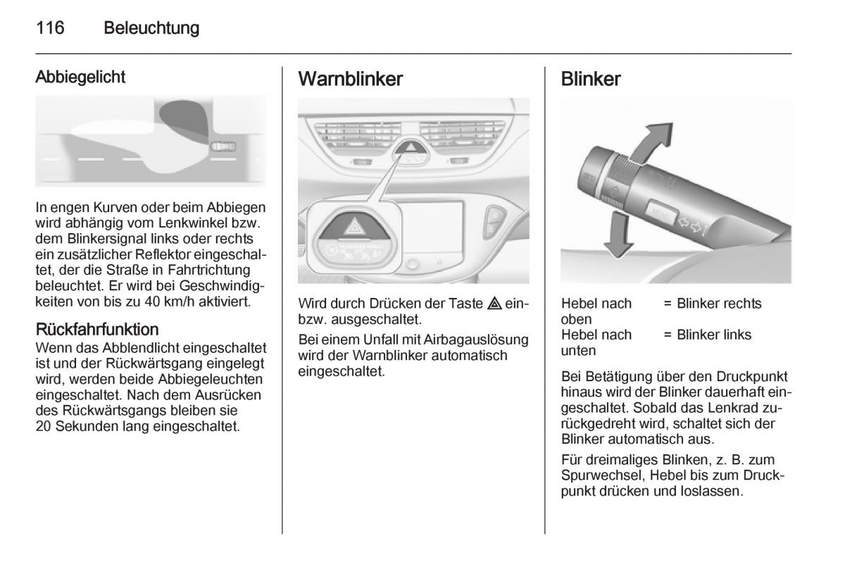 Opel Corsa E Handbuch / page 118