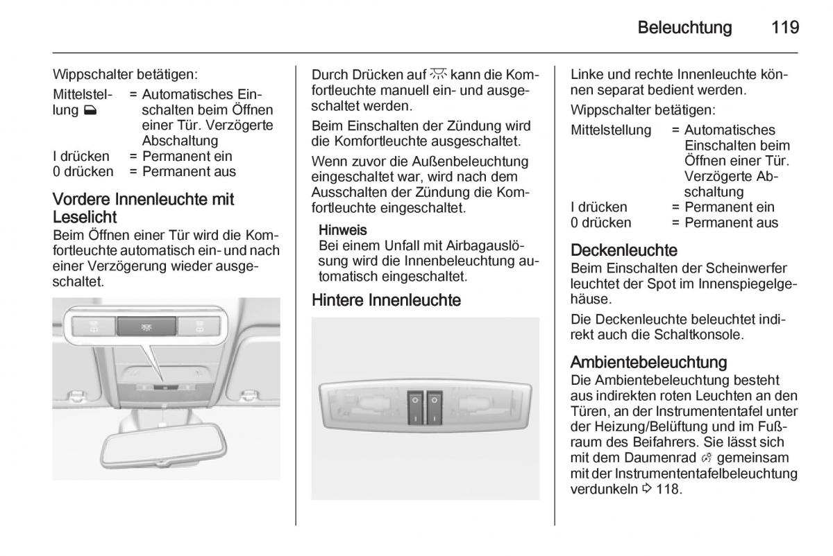 Opel Corsa E Handbuch / page 121