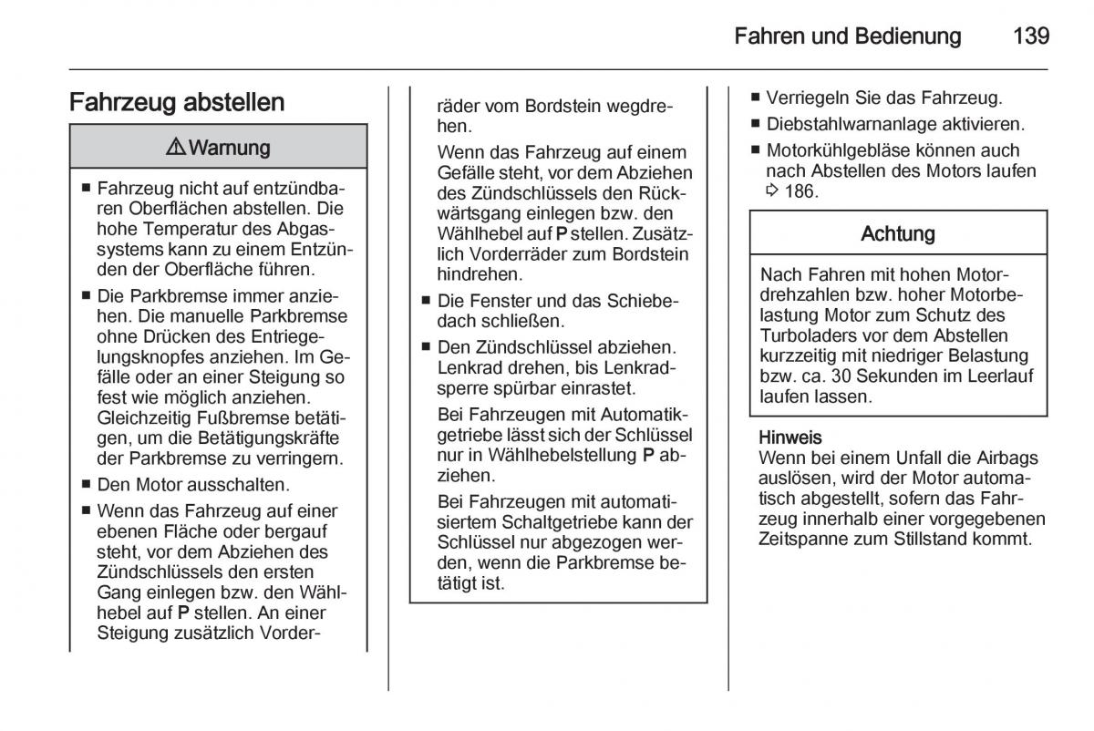 Opel Corsa E Handbuch / page 141