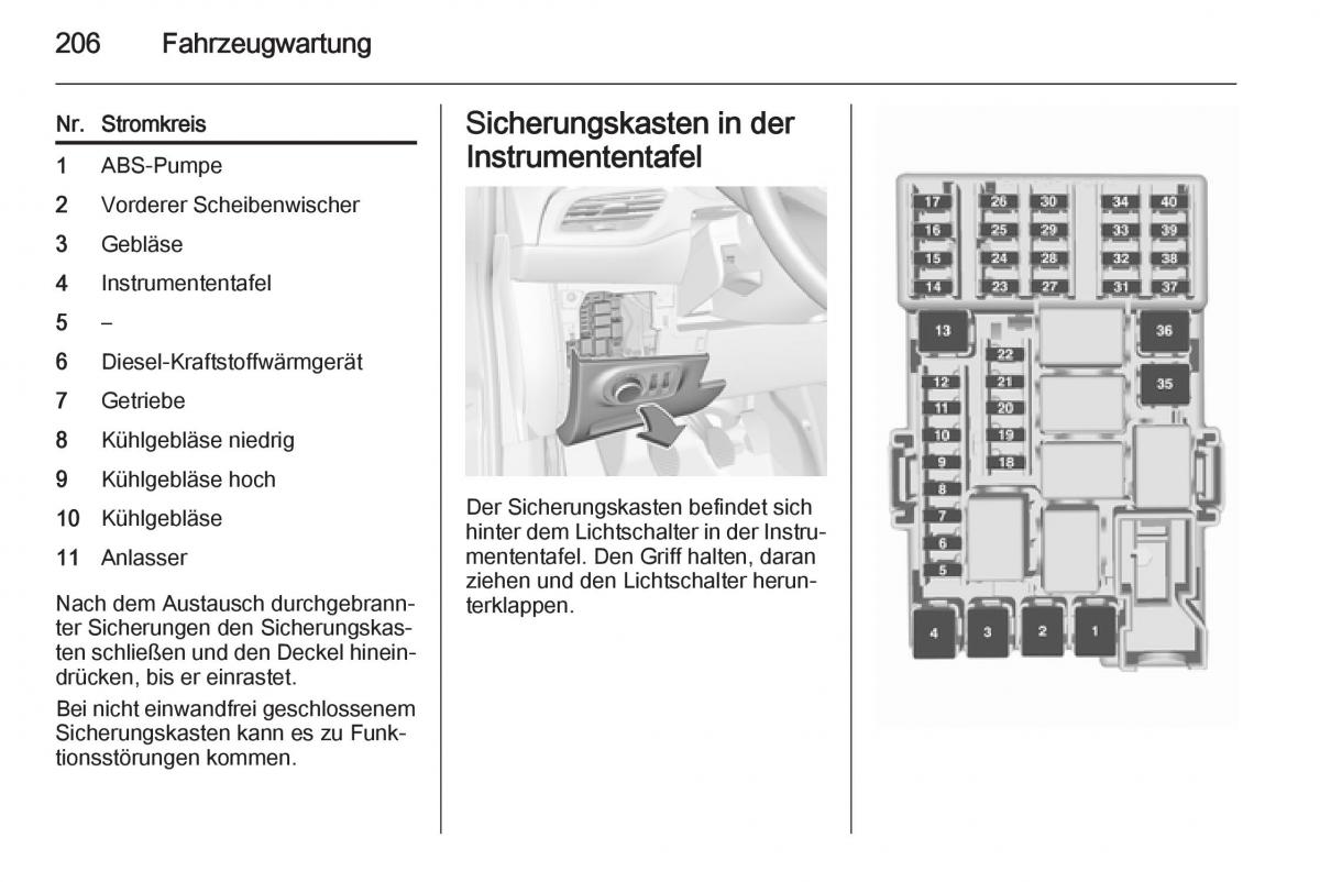 Opel Corsa E Handbuch / page 208