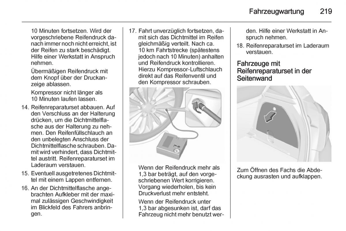 Opel Corsa E Handbuch / page 221