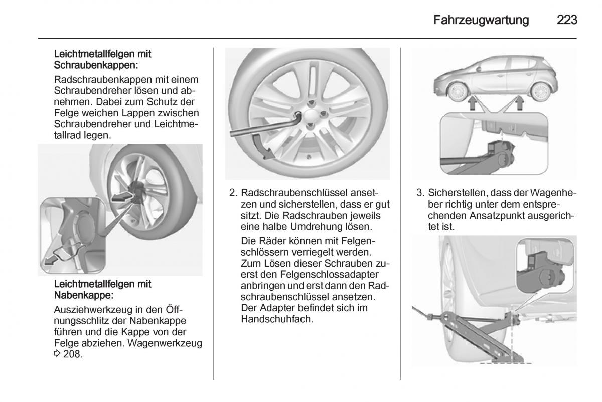 Opel Corsa E Handbuch / page 225