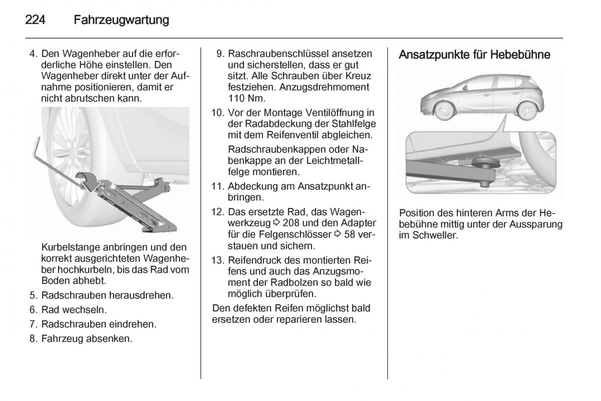 Opel Corsa E Handbuch / page 226