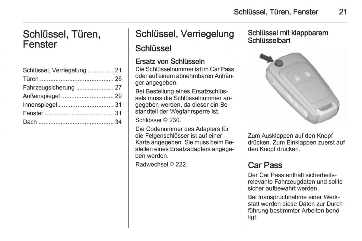 Opel Corsa E Handbuch / page 23