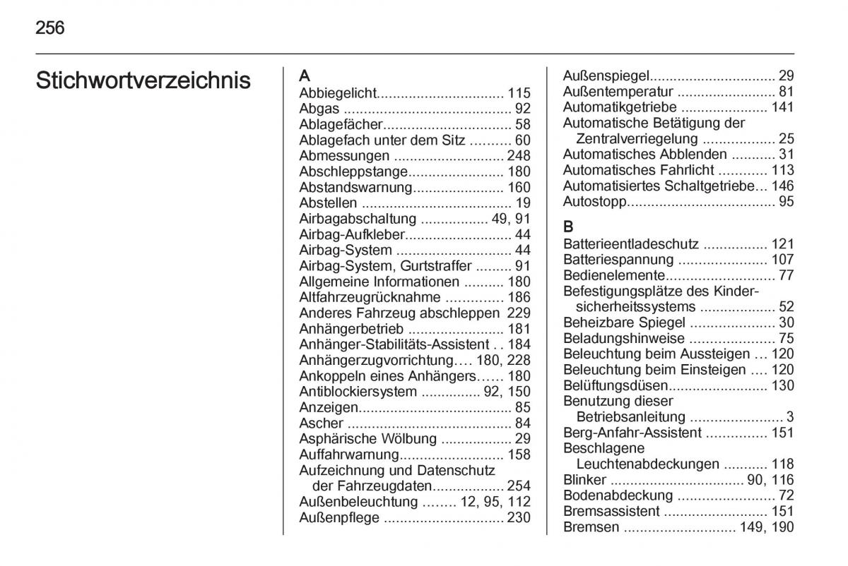 Opel Corsa E Handbuch / page 258