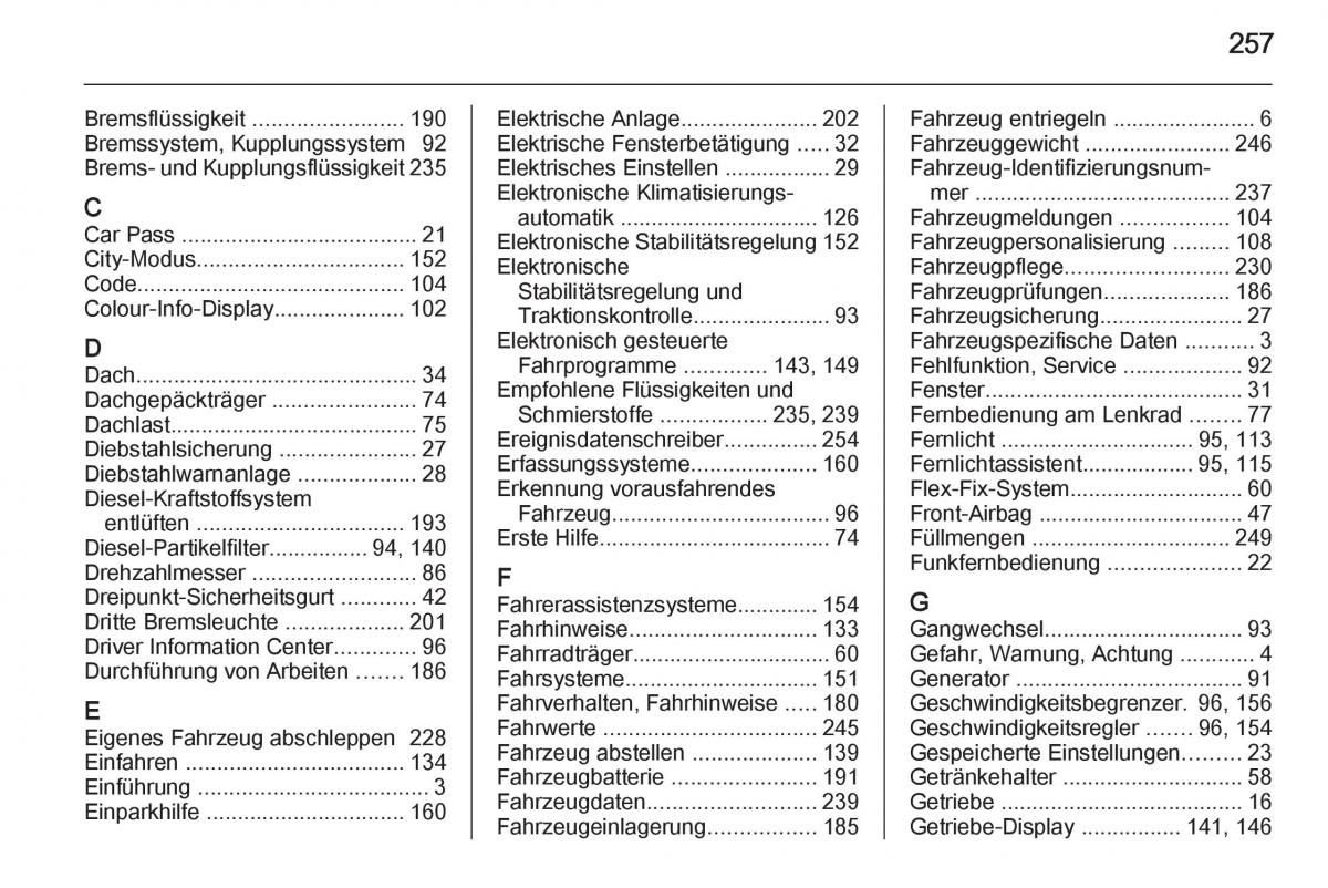 Opel Corsa E Handbuch / page 259