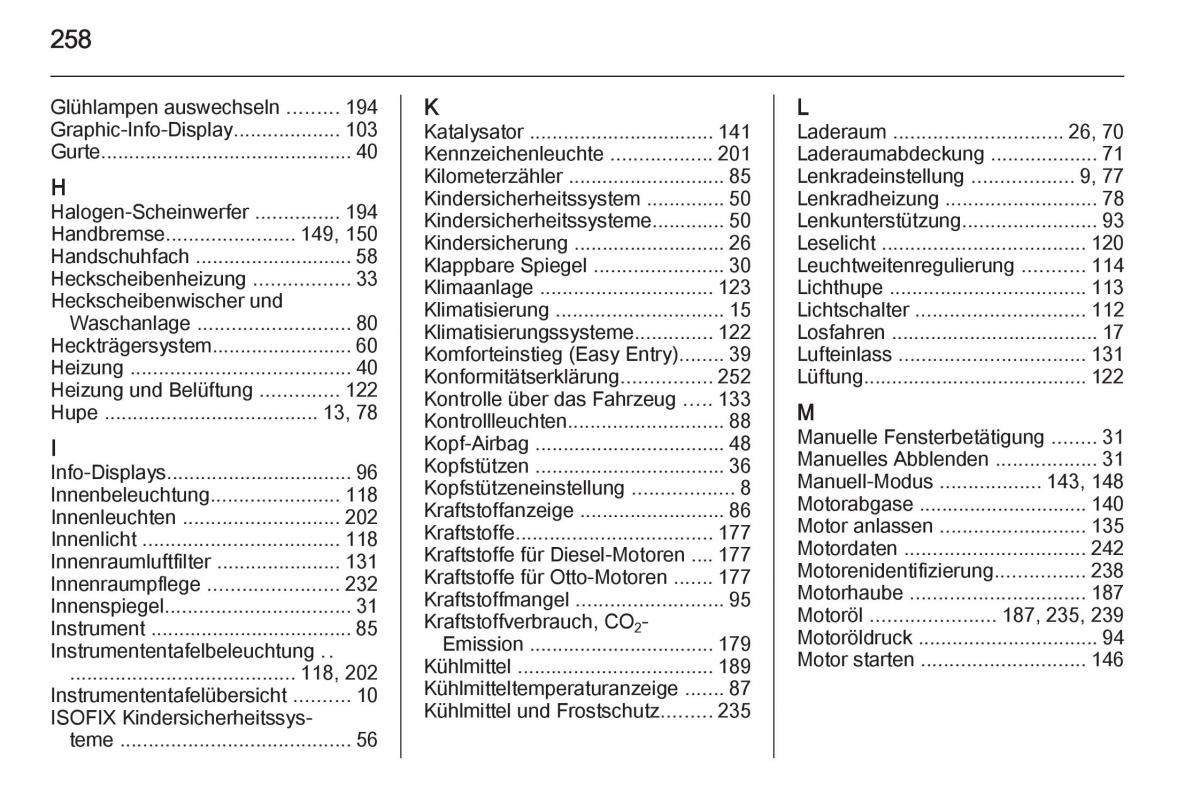 Opel Corsa E Handbuch / page 260