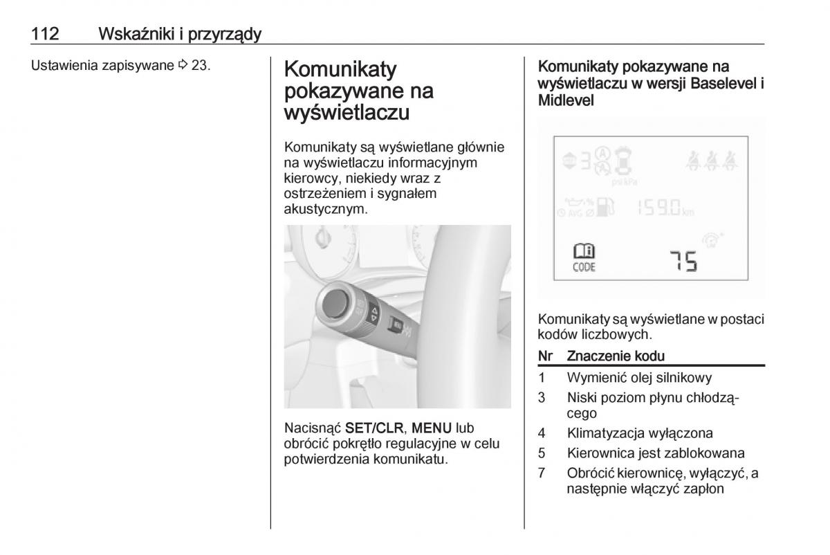 Opel Corsa E instrukcja obslugi / page 114