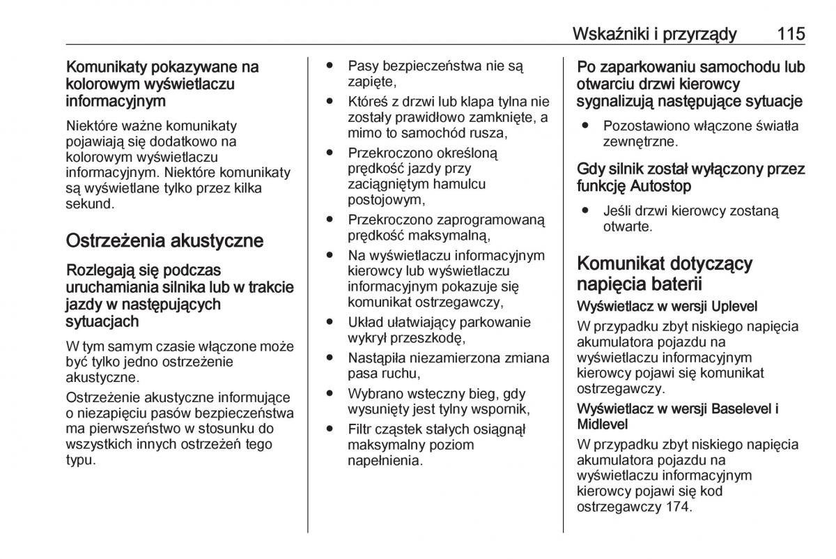 Opel Corsa E instrukcja obslugi / page 117