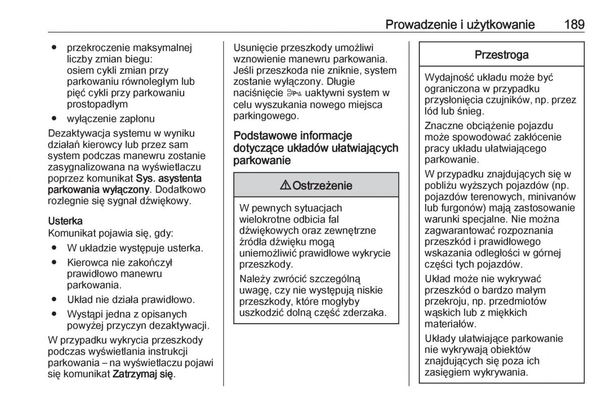 Opel Corsa E instrukcja obslugi / page 191