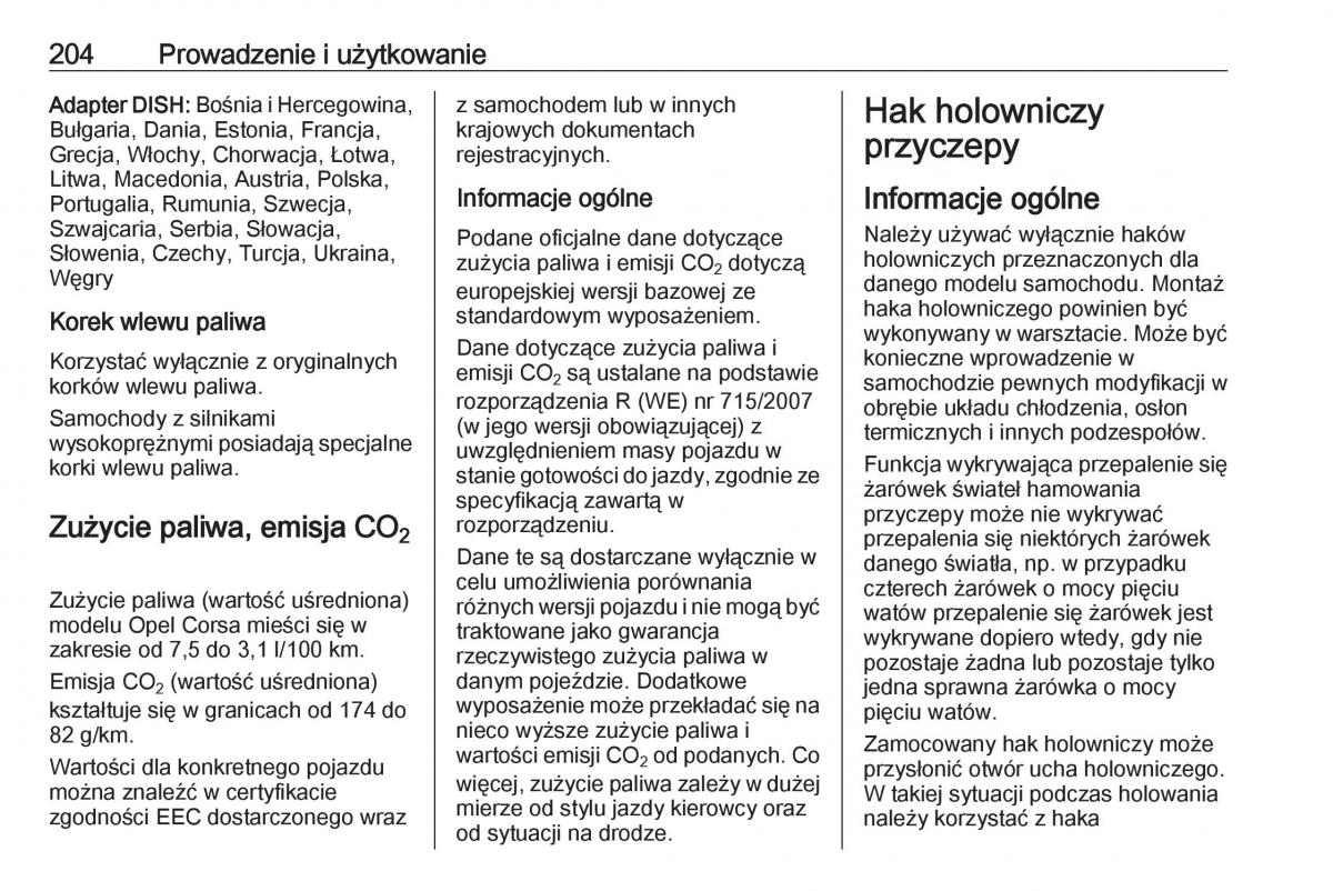 Opel Corsa E instrukcja obslugi / page 206