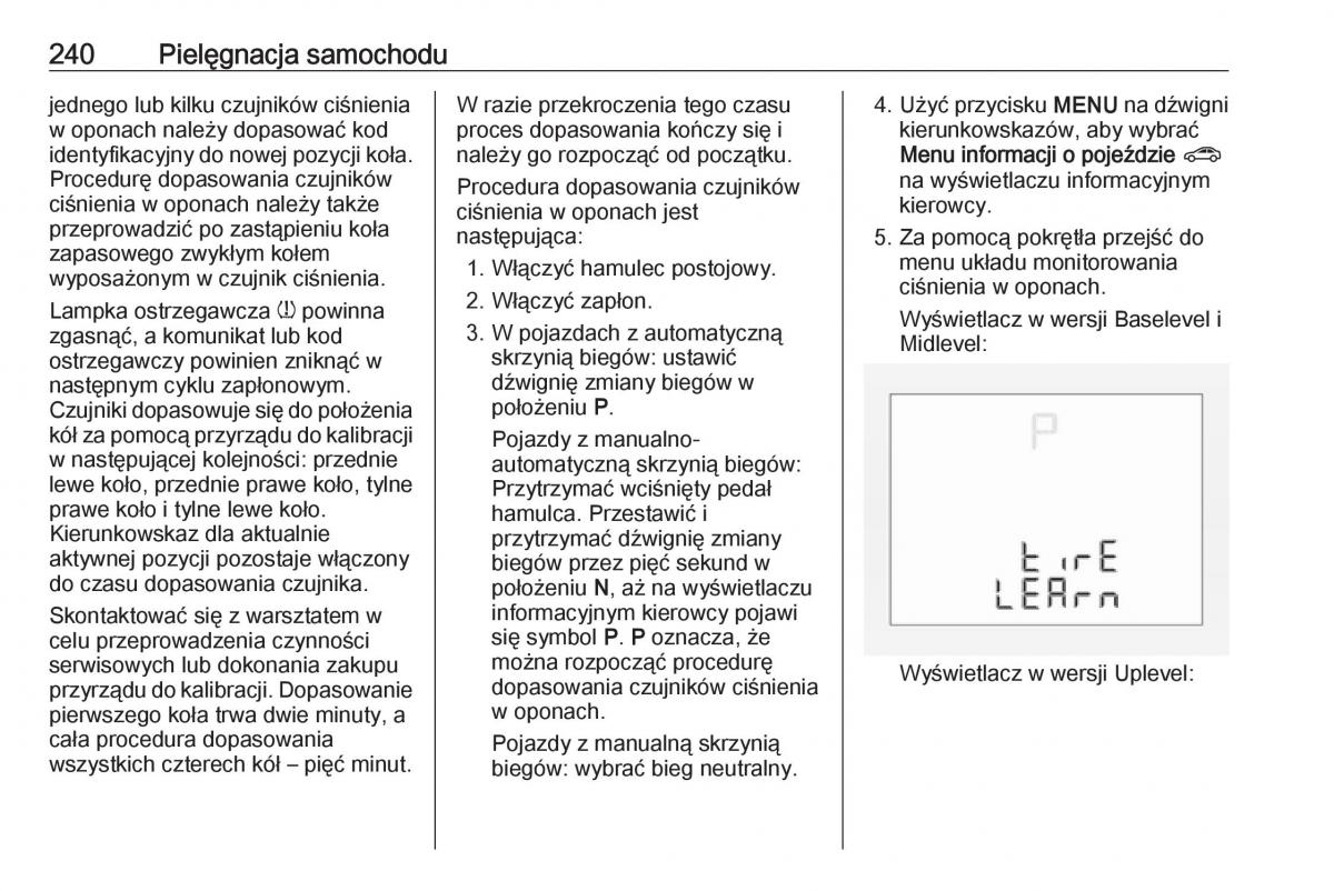 Opel Corsa E instrukcja obslugi / page 242