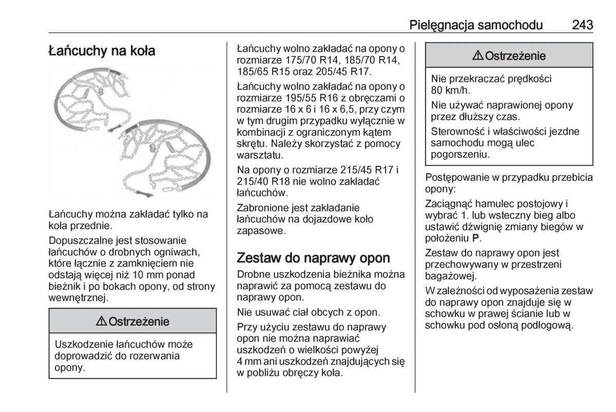 Opel Corsa E instrukcja obslugi / page 245