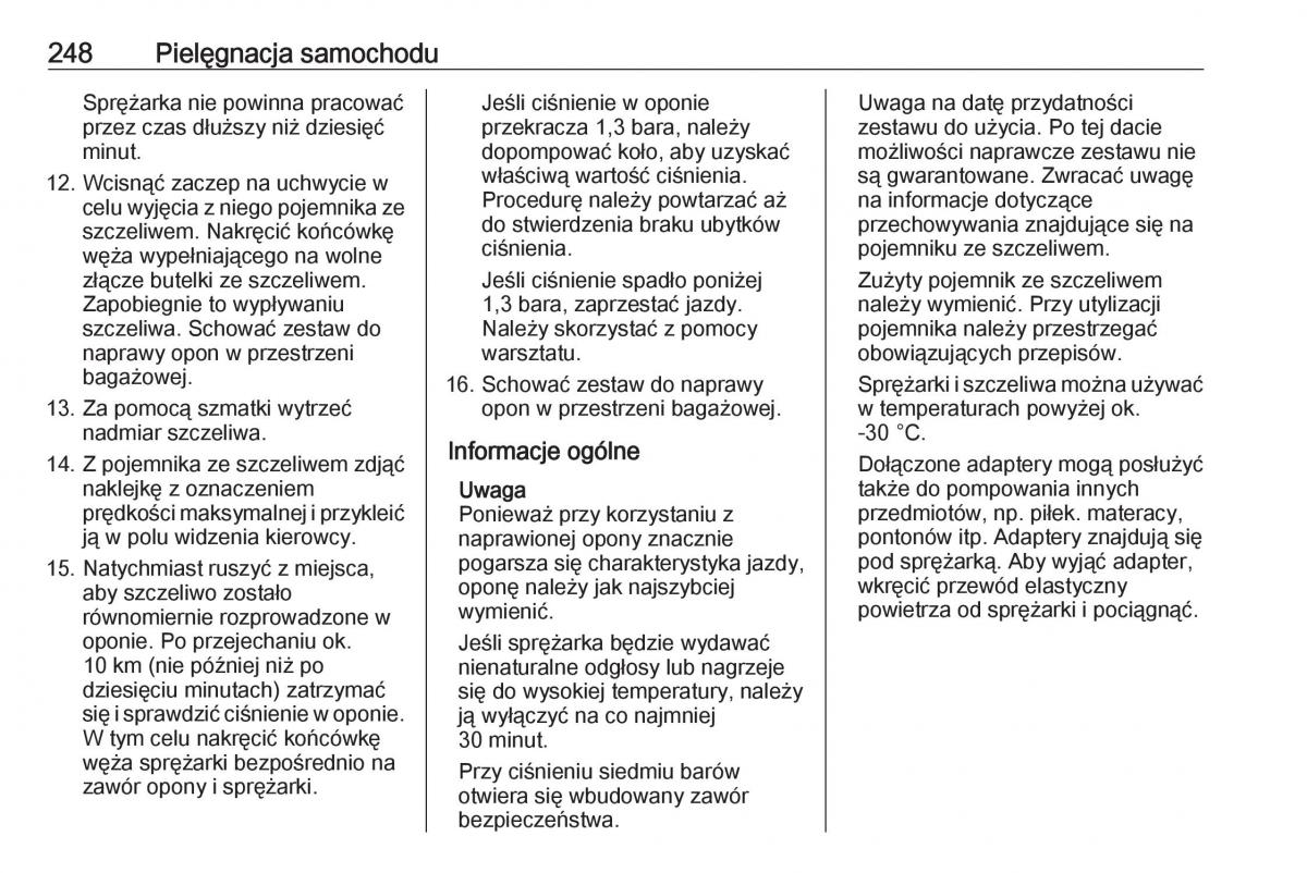 Opel Corsa E instrukcja obslugi / page 250