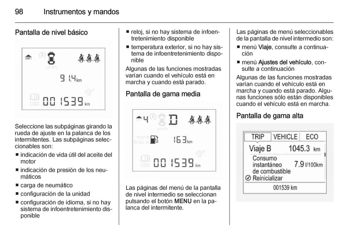 Opel Corsa E manual del propietario / page 100