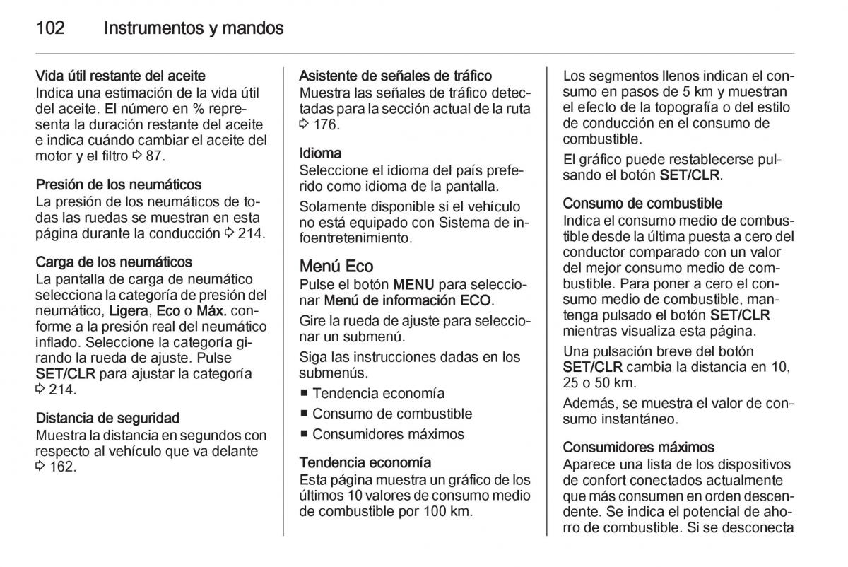 Opel Corsa E manual del propietario / page 104