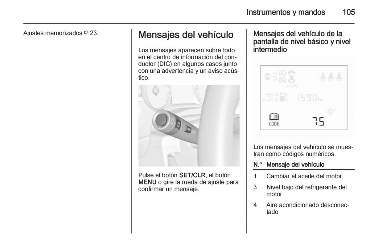 Opel Corsa E manual del propietario / page 107