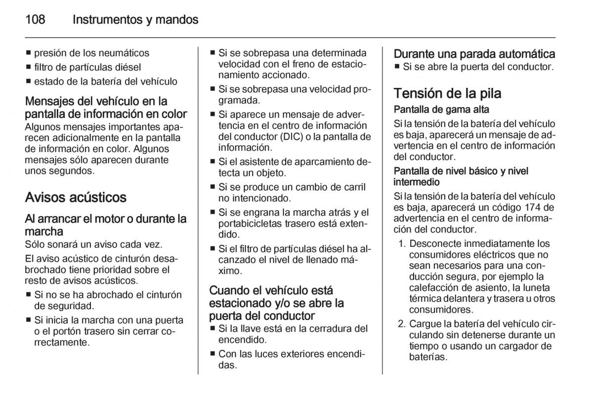 Opel Corsa E manual del propietario / page 110