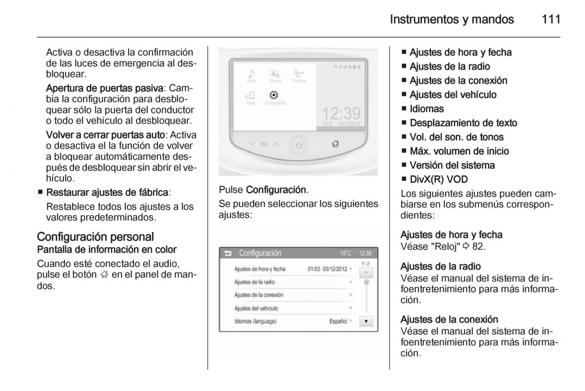 Opel Corsa E manual del propietario / page 113