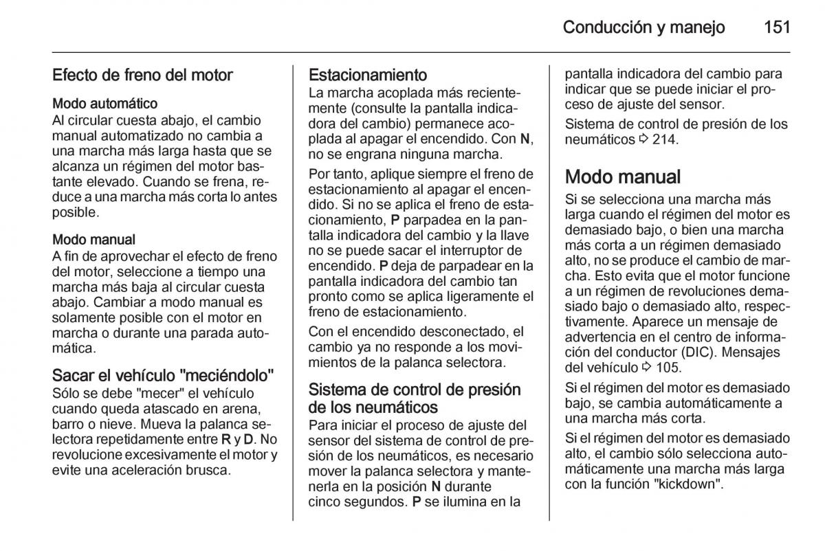 Opel Corsa E manual del propietario / page 153