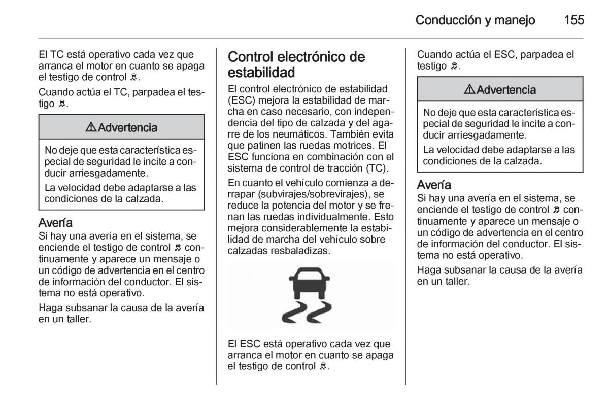 Opel Corsa E manual del propietario / page 157