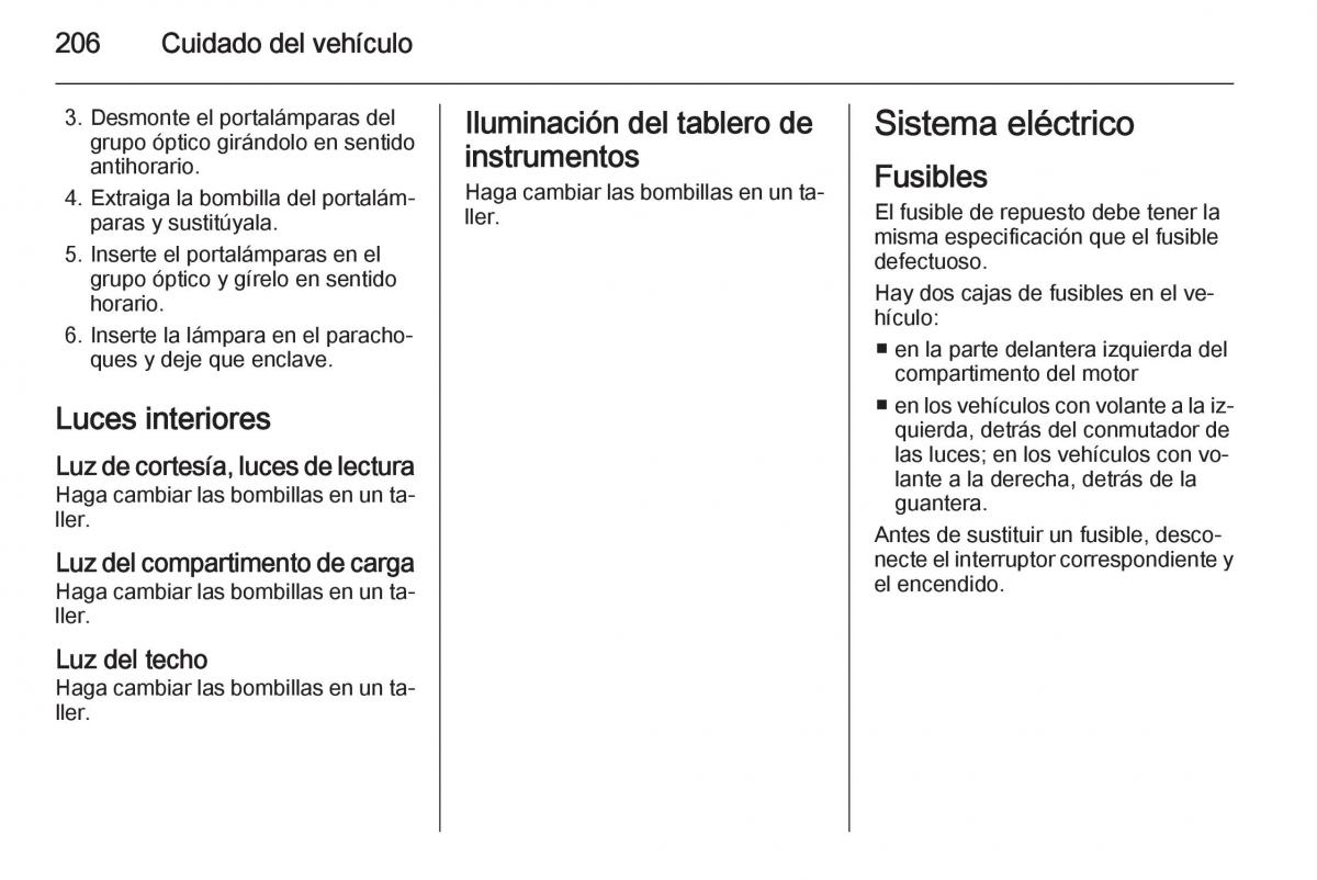 Opel Corsa E manual del propietario / page 208