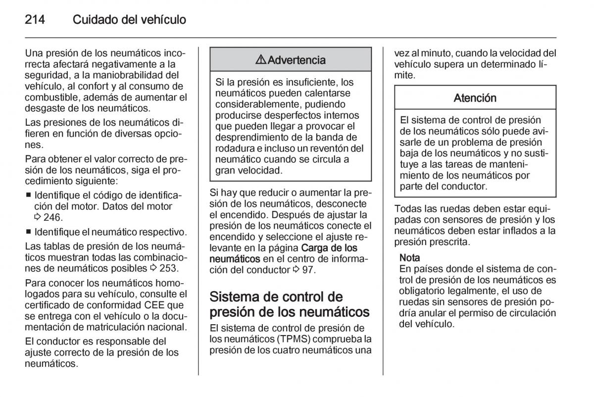 Opel Corsa E manual del propietario / page 216