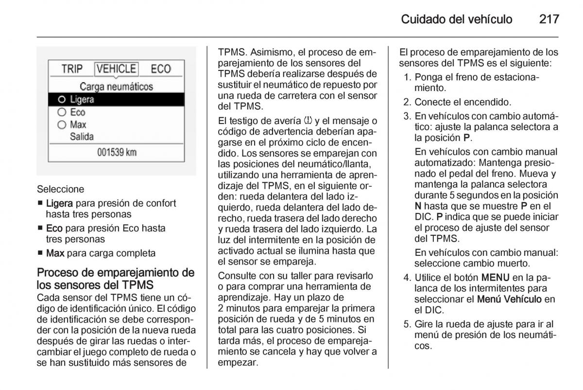 Opel Corsa E manual del propietario / page 219