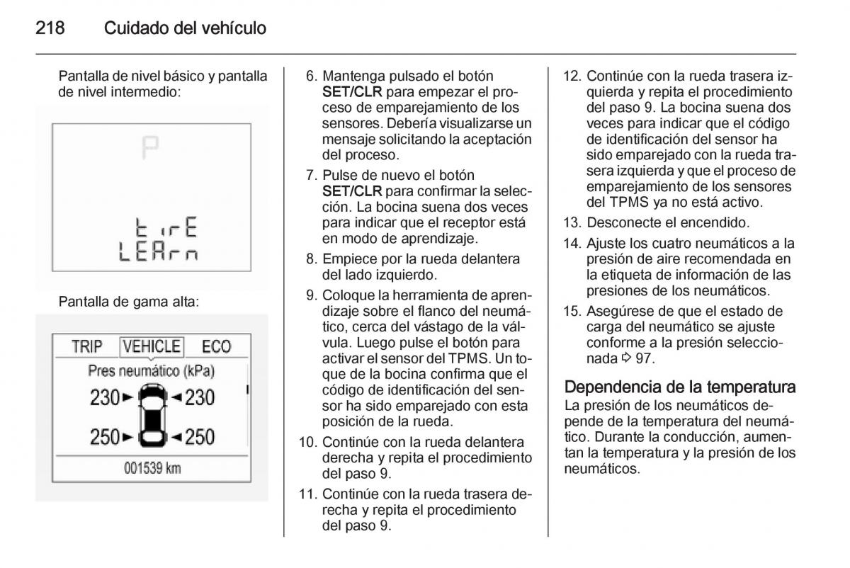 Opel Corsa E manual del propietario / page 220