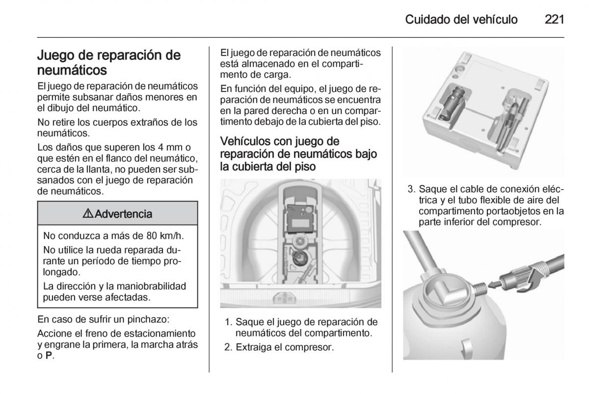 Opel Corsa E manual del propietario / page 223