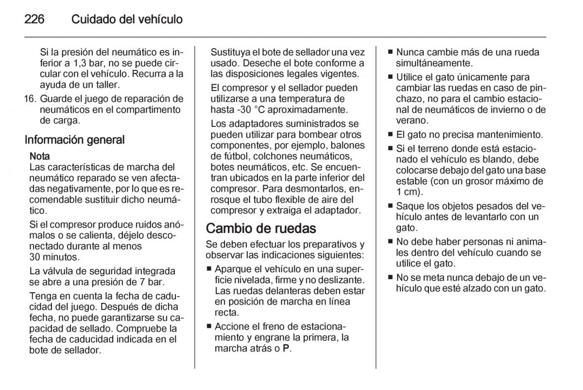 Opel Corsa E manual del propietario / page 228