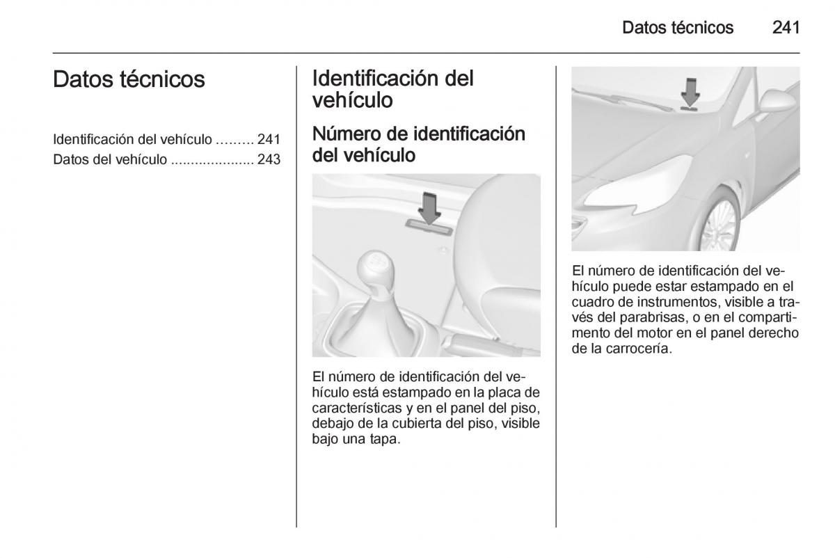 Opel Corsa E manual del propietario / page 243