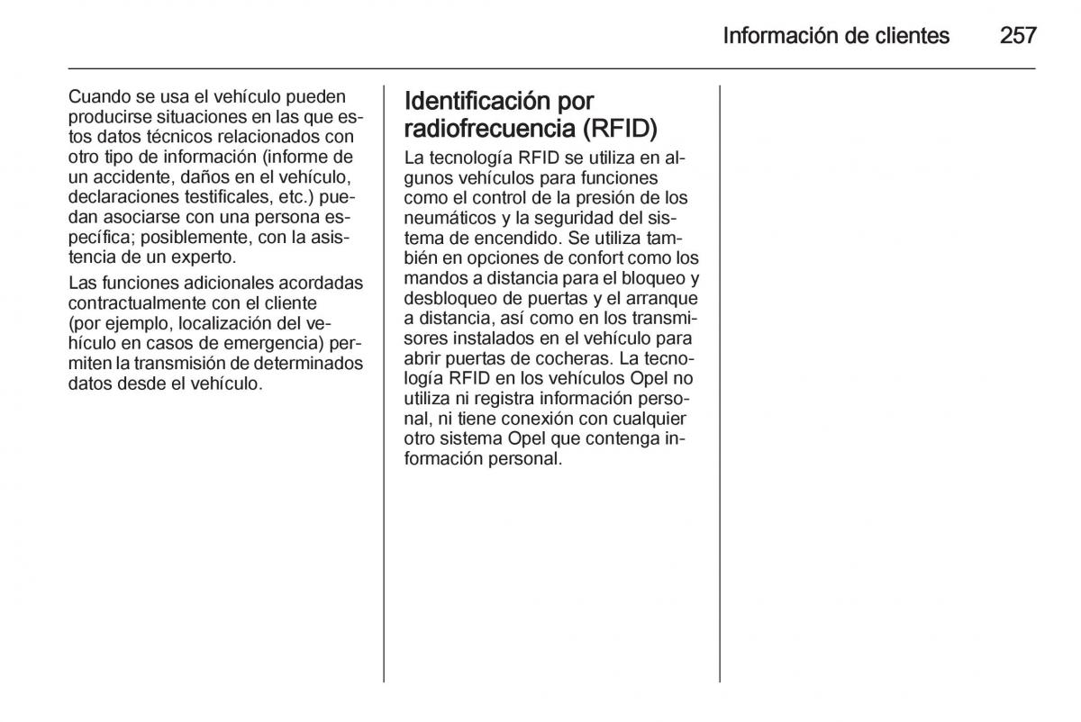 Opel Corsa E manual del propietario / page 259