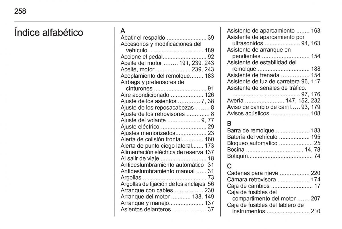 Opel Corsa E manual del propietario / page 260