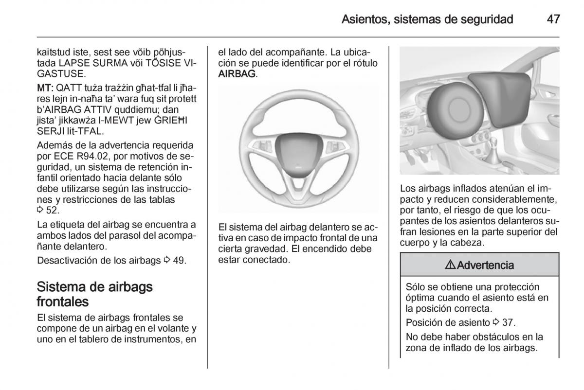 Opel Corsa E manual del propietario / page 49