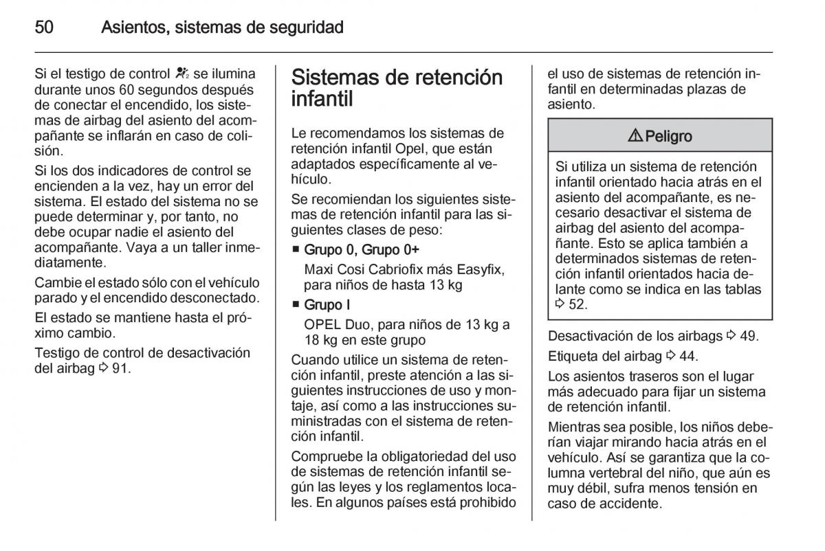 Opel Corsa E manual del propietario / page 52