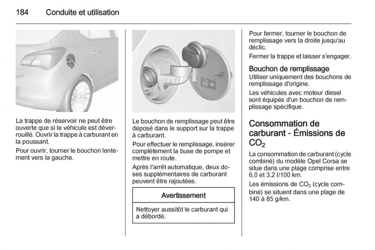 Opel Corsa E manuel du proprietaire / page 186
