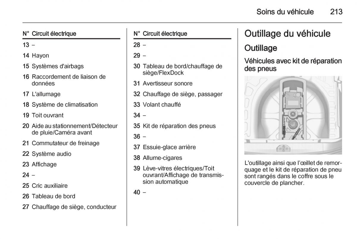 Opel Corsa E manuel du proprietaire / page 215