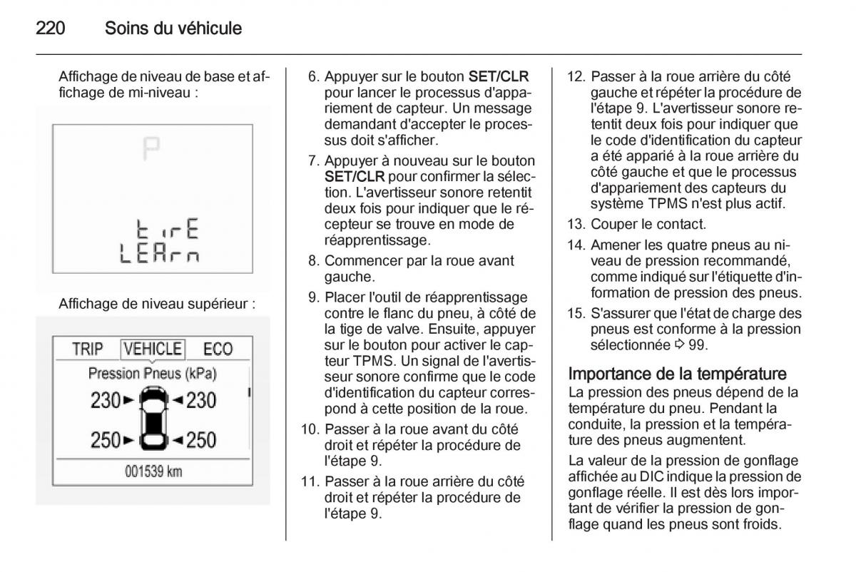 Opel Corsa E manuel du proprietaire / page 222