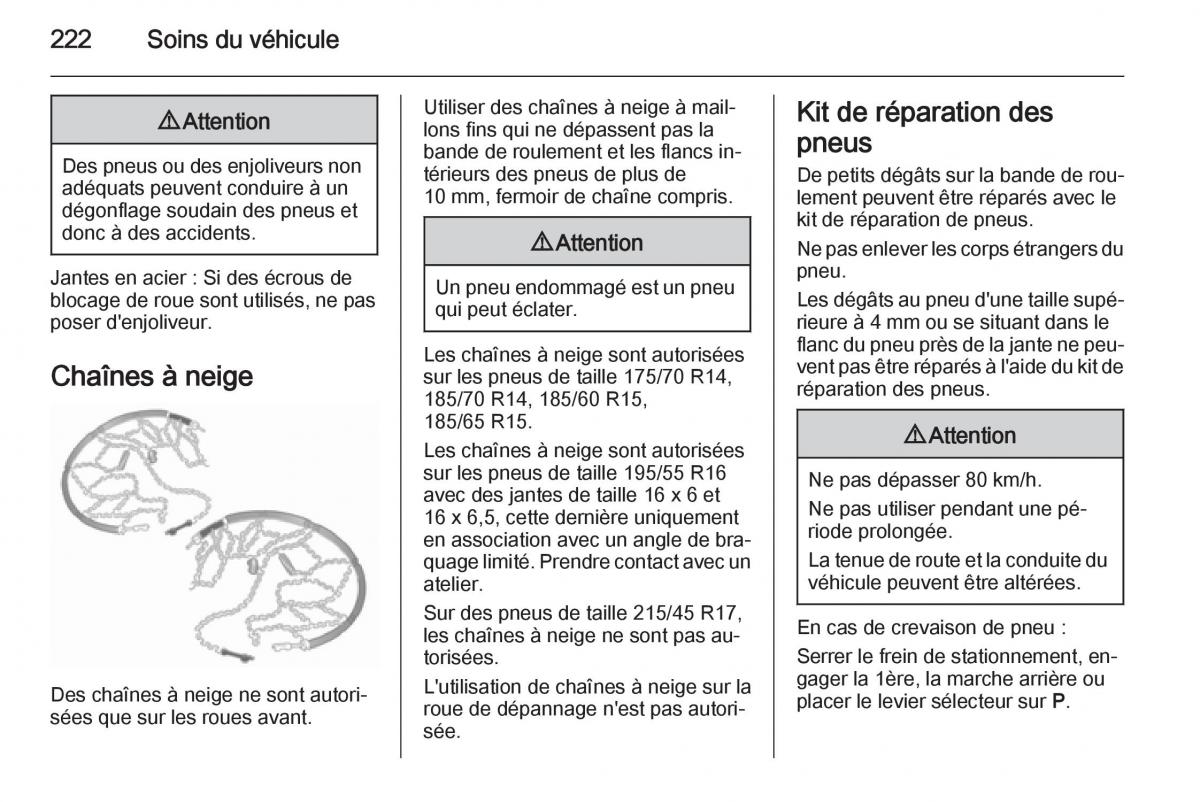 Opel Corsa E manuel du proprietaire / page 224