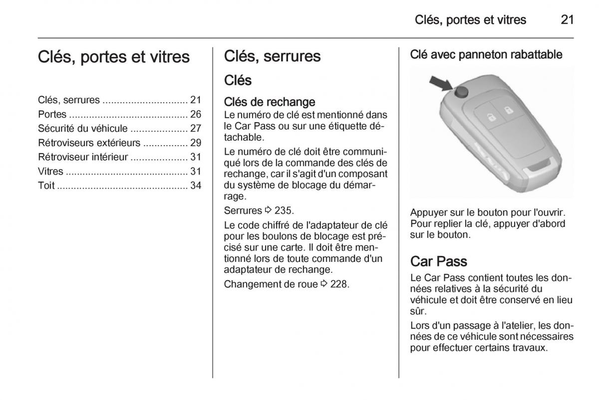 Opel Corsa E manuel du proprietaire / page 23