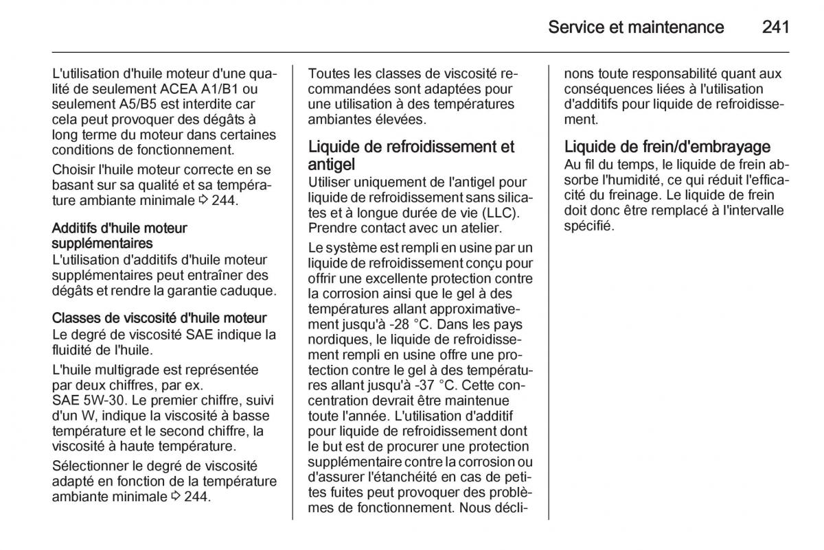 Opel Corsa E manuel du proprietaire / page 243