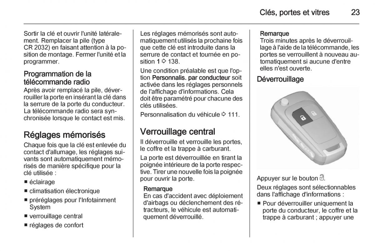 Opel Corsa E manuel du proprietaire / page 25