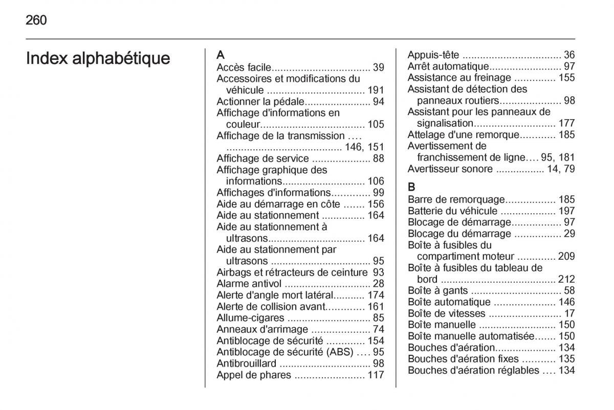 Opel Corsa E manuel du proprietaire / page 262