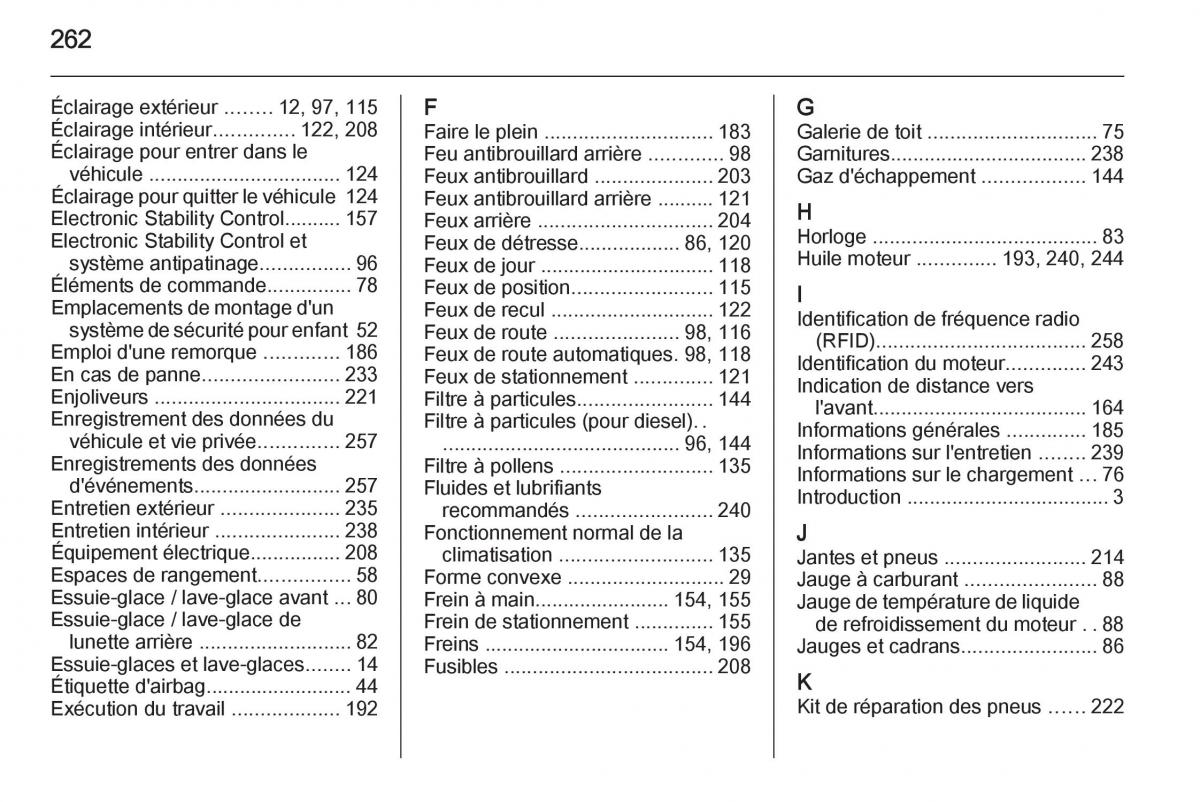 Opel Corsa E manuel du proprietaire / page 264