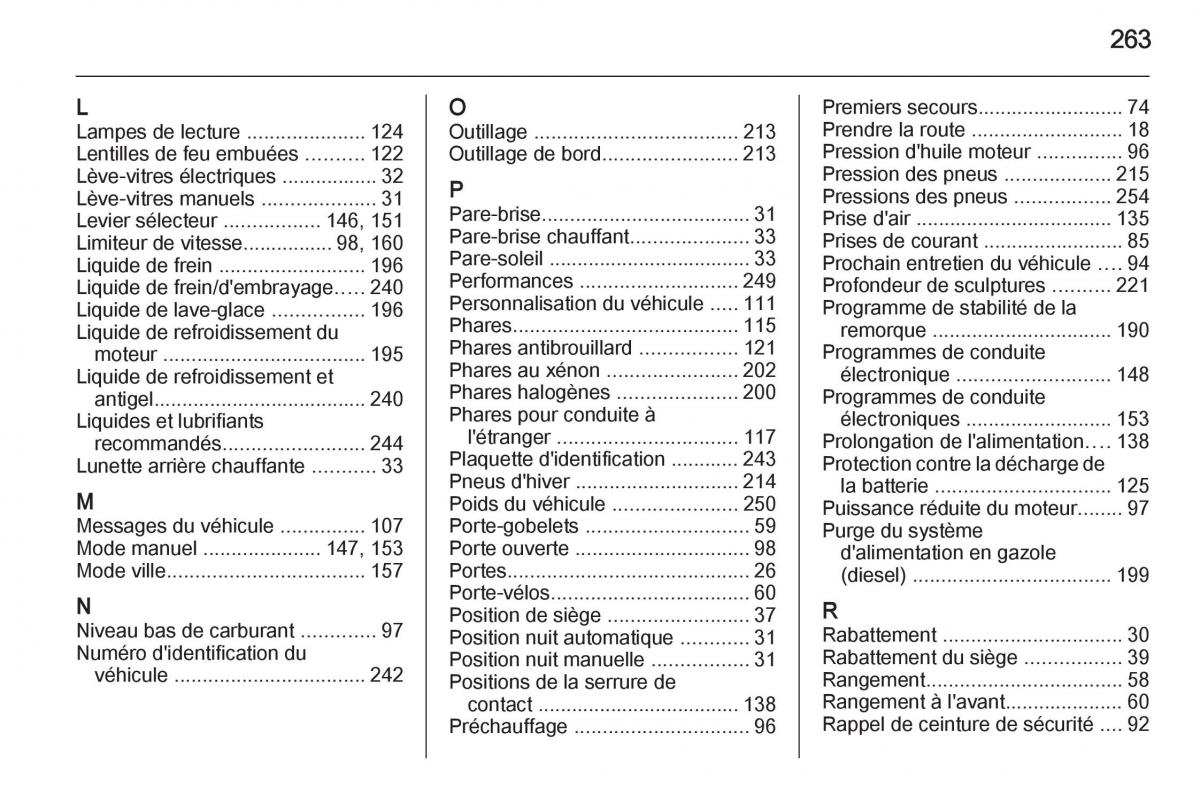 Opel Corsa E manuel du proprietaire / page 265