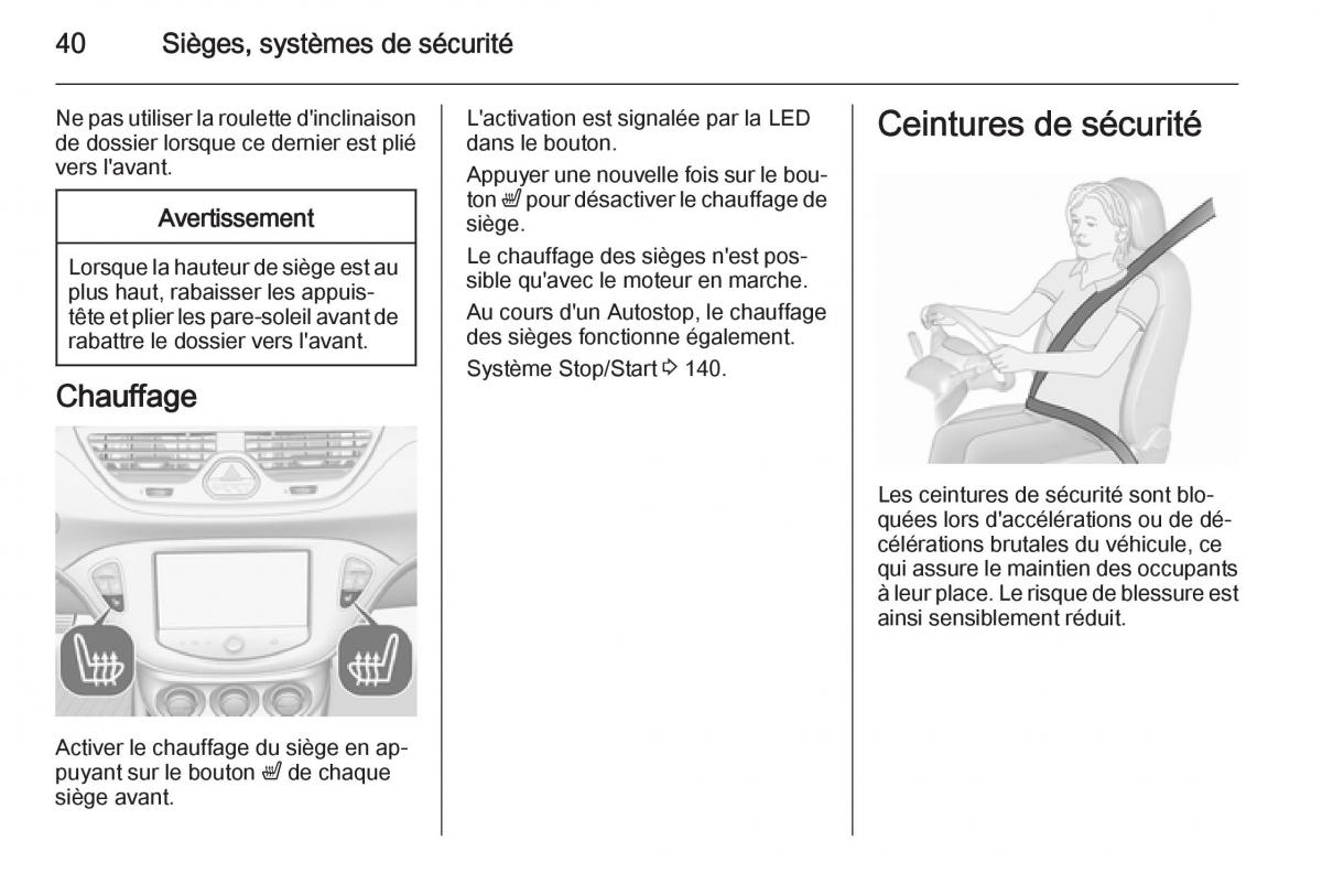 Opel Corsa E manuel du proprietaire / page 42